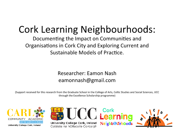 Cork Learning Neighbourhoods presentation Eamon Nash 